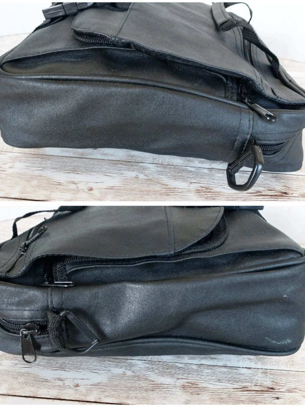 Unisex Messenger Laptop Bag Black Vintage Work Bag Detachable Strap Top Handles